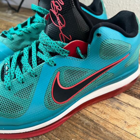 Nike LeBron 9 Low Liverpool Teal/Red Basketball Shoes Size 8 - Picture 10 of 13